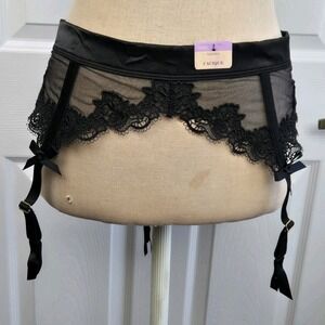 Cacique Black Mesh And Lace Boned Garter‎ Belt Size 18/20 Lingerie Plus Size New